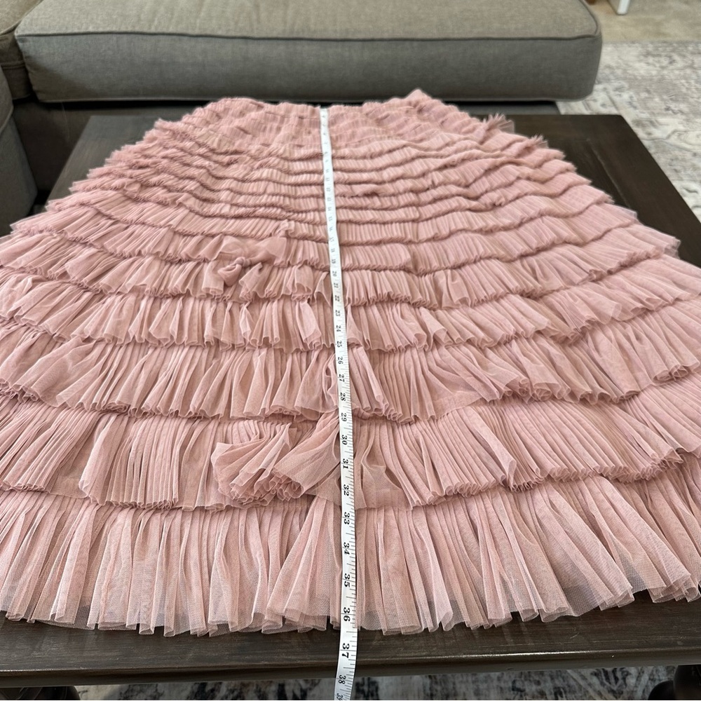 Lucky Brand Pink Tiered Ruffle Tulle Midi Skirt Small Balletcore Romantic Fairy - Picture 6 of 8